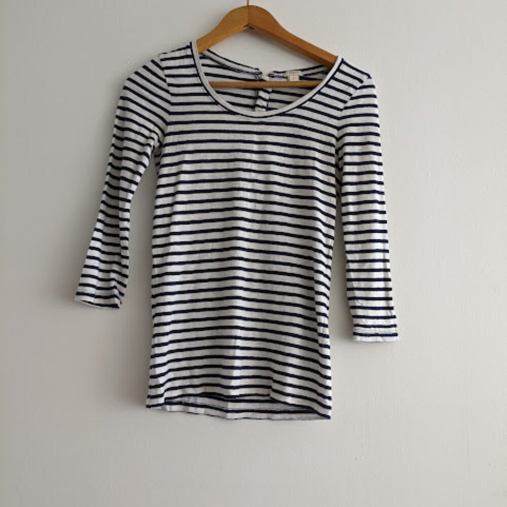 J. Crew Blue and White Striped Shirt Size S